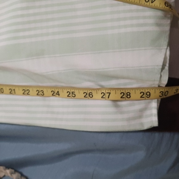 Nob Hill Mint Green Striped Casual Button Down Shirt - Picture 5 of 5